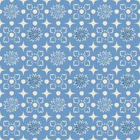 blue batik flower abstract pattern vector