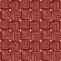 red hand drawn geometric batik pattern vector