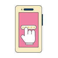 Illustration of rating app, website or service. A smartphone with stars review on screen. vector