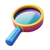 Stunning 3D Search Icon with Gradient Colors on Transparent Background png