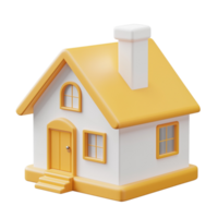 Contemporary 3D House Icon with Large Windows Isolated on Transparent Background png