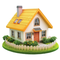 Clean and Simple 3D House Icon Isolated on Transparent Background for Digital Use png