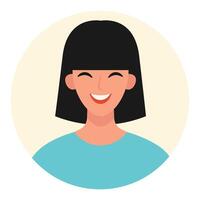 Portrait of a dark-haired woman. Female avatars. illustration in a flat style vector