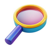 Dynamic 3D Search Icon in Bright Colors Isolated on Transparent Background png