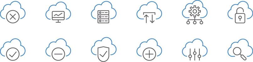 Cloud technology icons set collection vector