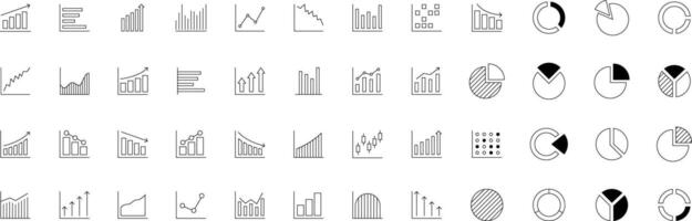Bar graph line icons set. Graph, Line, Bar, Chart, Diagram, Report, Statistics. Business graphs and charts icons. Business infographics. vector