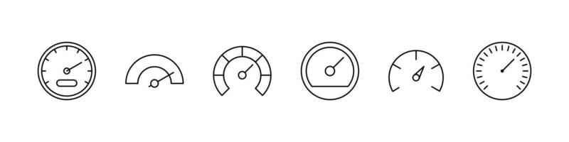 Dashboard speedometer icons set. Tachometer icon isolated. Performance indicator sign. Car speed. Fast internet speed sign. Speedometer icon. vector