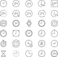 Clock icons set. Hour Marker, AM, PM Clock, Watch Symbol. Time and Timers icons collection. vector