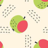 Modern art minimalist style seamless pattern with apples. Perfect for banner, textile, fabric, paper, label, sale. Hand drawn illustration. vector