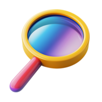 Bright 3D Search Icon in Multiple Colors on Transparent Background png