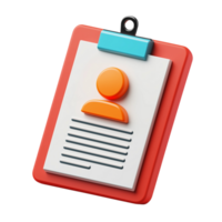 A creative 3D job description icon with innovative design elements, isolated on a transparent background png