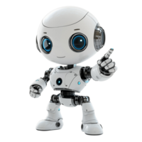 3D Robot Consultant in a Friendly Pose Pointing at Its Eyes with a Happy Expression, Isolated on Transparent Background png