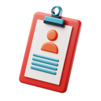 A 3D job description icon with a polished design, isolated on a transparent background png