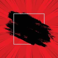 red background with black grunge and white frame vector