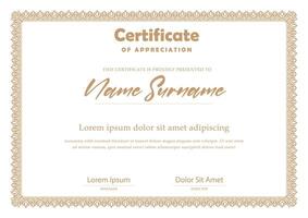 Certificate template for a certificate of appreciation vector