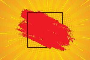 yellow background with red grunge and black frame vector