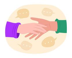 Handshake Gesture Hand Drawn Flat for Communication and Greeting Concept Illustration vector