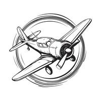 Small Airplane in circular stock image. Light aircraft image. small plane Image isolated on white background vector