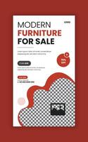 Furniture big offer sale social media story banner design template vector