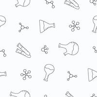 Outline Chemical Flask Molecule Seamless Pattern illustration Design vector
