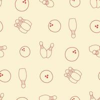 Outline Bowling Pin Ball Seamless Pattern illustration Design vector