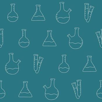 Outline Collection of Flask Seamless Pattern illustration Design vector