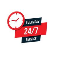 24 hours and 7 days everyday service design vector