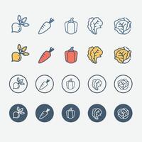 Tomato, carrots, turnip, mustard greens, mushrooms, onion. Hand drawn fresh food design elements isolated collection icon on white background. vector