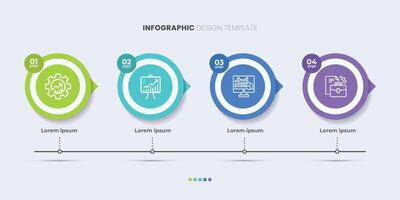 Business infographic template. 4 Step timeline journey. Process diagram, 4 options on white background, Info graph elements vector
