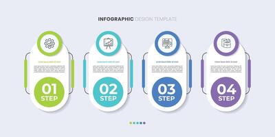 Business infographic template. 4 Step timeline journey. Process diagram, 4 options on white background, Infograph elements vector