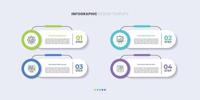 Business infographic template. 4 Step timeline journey. Process diagram, 4 options on white background, Infograph elements vector