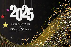 Merry Christmas and Happy New Year Wishes Elegant Background Design with Luxury Typography Effect vector