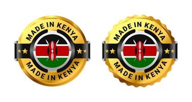 Made in Kenya icon a gold circle with a picture of a flag in the middle. For sign, stamp, badge, logo, label, mark, symbol, Banner etc. Modern and minimalist. Illustration vector