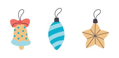 Set collection of Christmas tree and New Year decorations vector