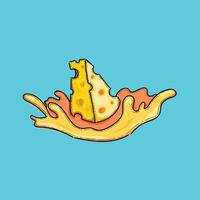 Cheese splash dairy product splatter captured in dynamic action illustration design isolated in a blue background vector