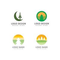 Pine tree illustration flat design template vector