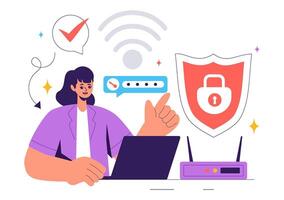 Wireless Security with Internet Connection Safety and Access Protection vector