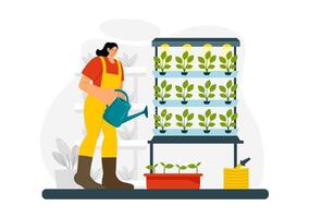 Greenhouse Hydroponics Illustration for Growing Vegetables in Controlled Conditions vector