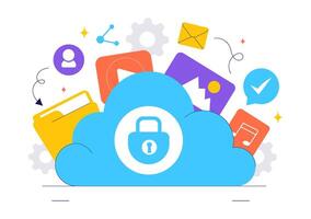 Cloud Security and Data Safety Design for Network, Hosting, and Backup Servers vector