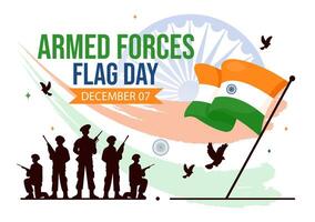 Indian Army and National Flag Day Illustration in Flat Cartoon Style Background vector