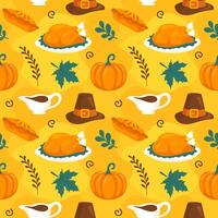 Harvest Season Thanksgiving Seamless Pattern in Colorful Flat Style vector