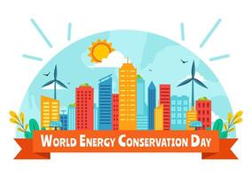 Eco-Friendly Energy Conservation Day Design with Globe and Lamp on 14 December vector
