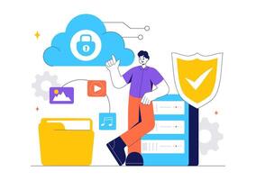 Technology Illustration of Cloud Data Protection and Internet Security Solutions vector