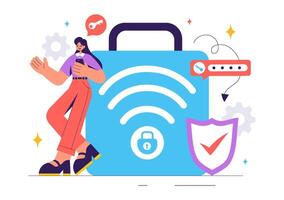 WiFi Protection with Encryption, Network Security, and Safe Connectivity vector