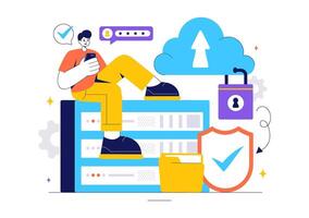 Secure Cloud Computing Illustration for Data Safety and Protection in Technology Background vector