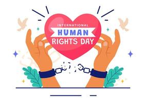 Human Rights Day Illustration with Global Unity and Breaking Chains Symbol for Peace vector