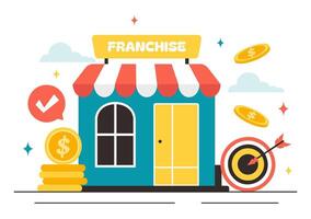 Illustration of Business Franchise Promotion with Marketing and Finance Concepts in a Flat Background vector