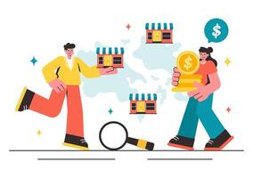Illustration of Effective Franchise Marketing with Business and Finance Concepts in a Flat Style vector