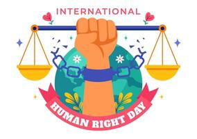 Illustration for Human Rights Day with Hands Breaking Free from Chains of Oppression vector
