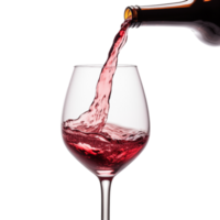 A wine glass with red liquid being poured into it png